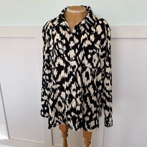 Umgee NEW See The Light Animal Print‎ Blouse Women’s XL Button Up Long Sleeve